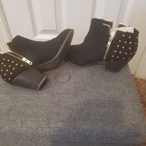 Shoe Dazzle faux Suede Gold Studded Booties